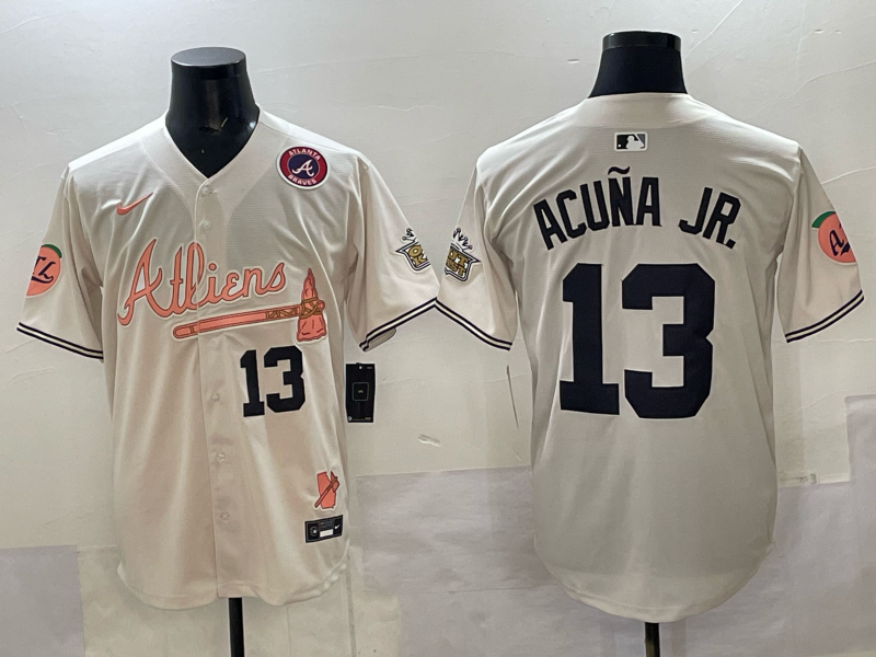 Men Atlanta Braves #13 Acuna jr cream Nike 2025 MLB Jersey 005->boston red sox->MLB Jersey